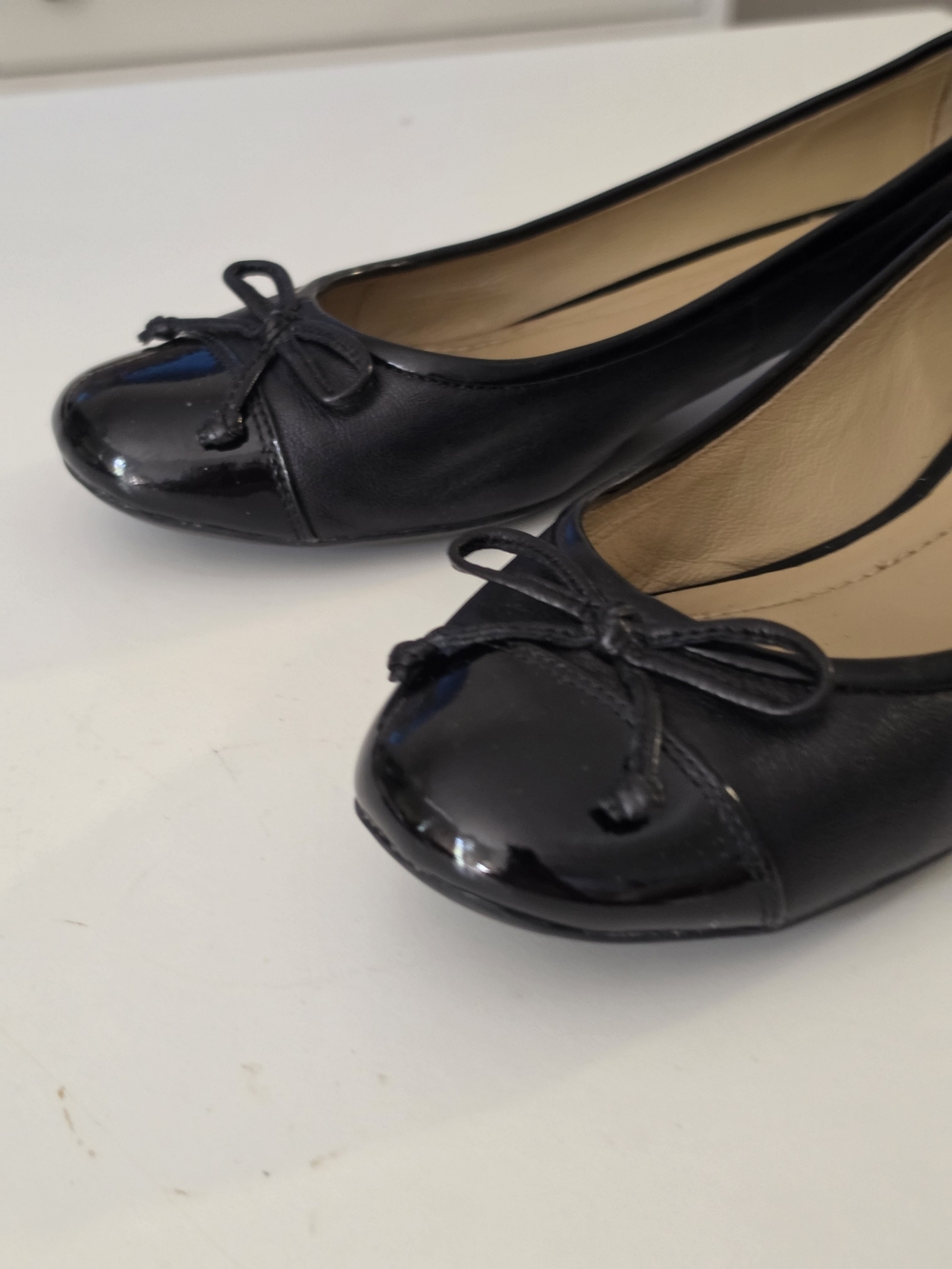 Geox Black Leather Low Block Heel Ballet Pumps Size 38 - Picture 5 of 8